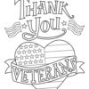 Veterans Day hart flag coloring page