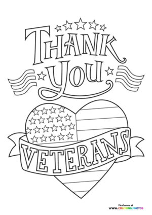 Veterans Day hart flag coloring page