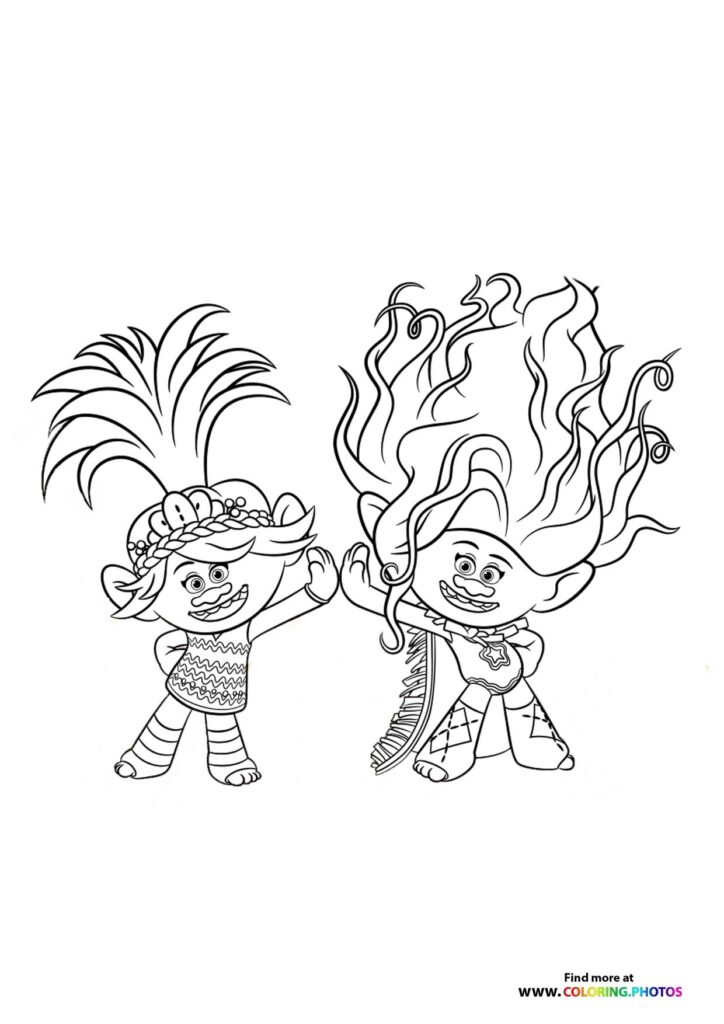 Trolls 3 - Band together - Coloring Pages for kids | Free printable sheets