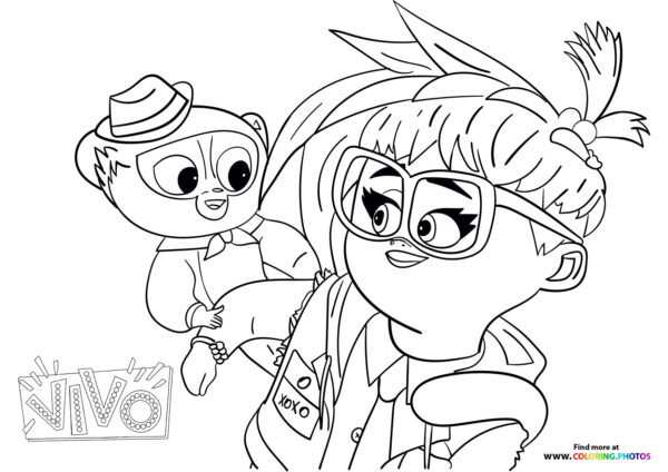 Vivo and Gabriela hanging out coloring page