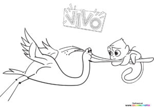 Stork carrying Vivo coloring page