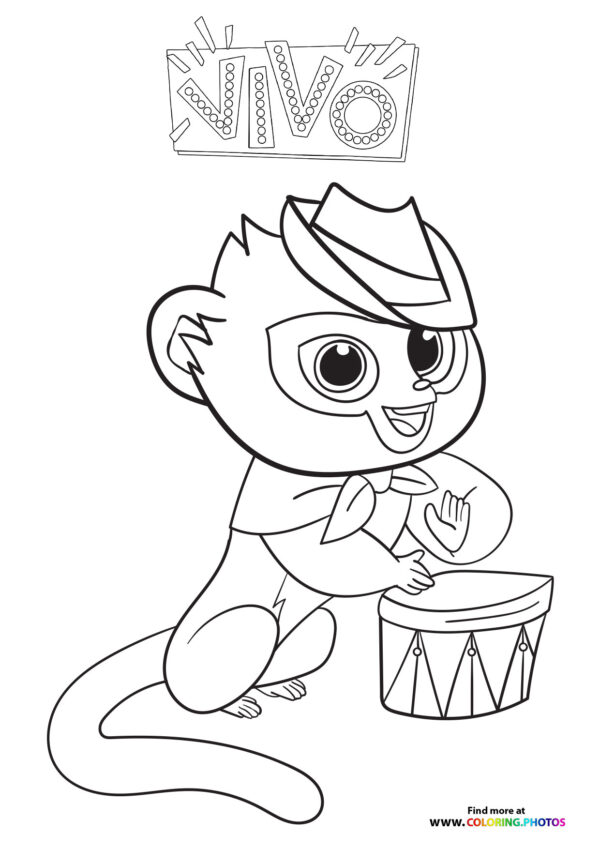 Vivo playing drums coloring page