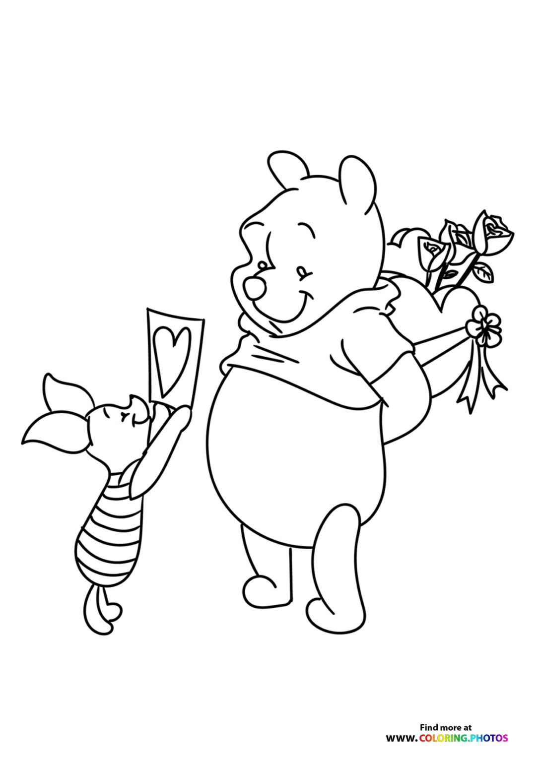 Winnie the Pooh valentine - Coloring Pages for kids