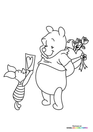Winnie the Pooh valentine coloring page