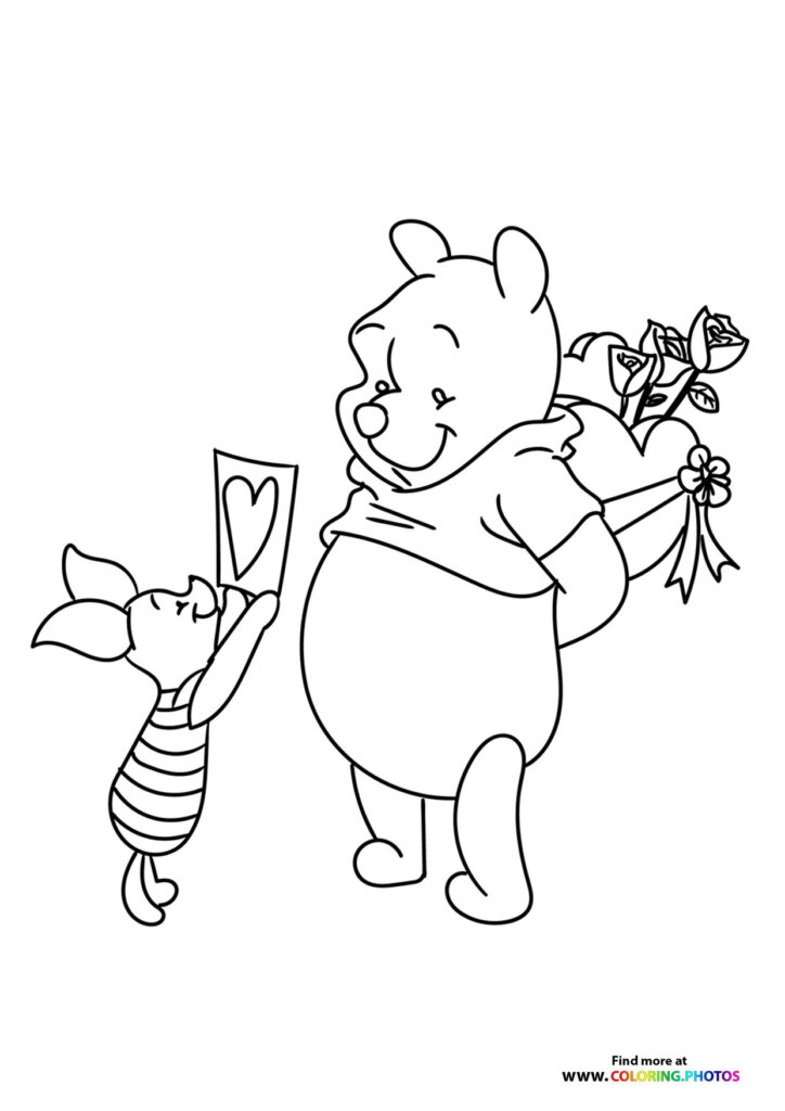 Winnie the Pooh valentine - Coloring Pages for kids