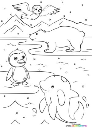 Winter animals coloring page