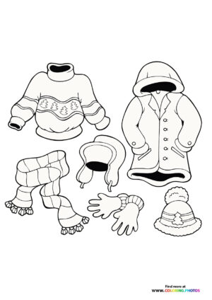 Winter clothing coloring page