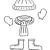 Winter clothing with ice skates coloring page