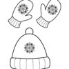 Winter mittens and hat coloring page