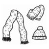 Winter scarf hat and mittens coloring page