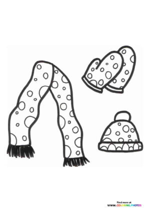 Winter scarf hat and mittens coloring page