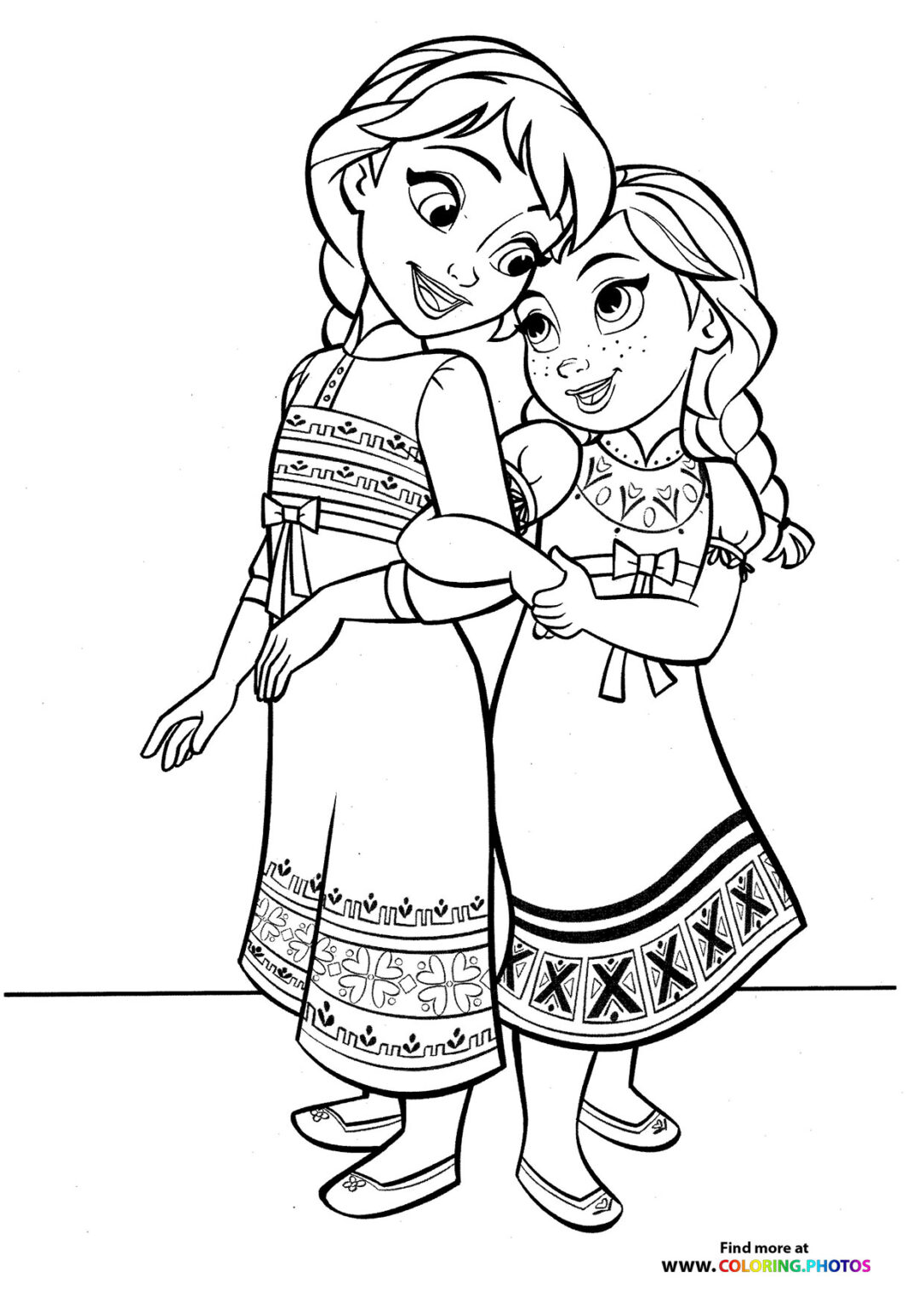 Young Elsa and Anna - Coloring Pages for kids