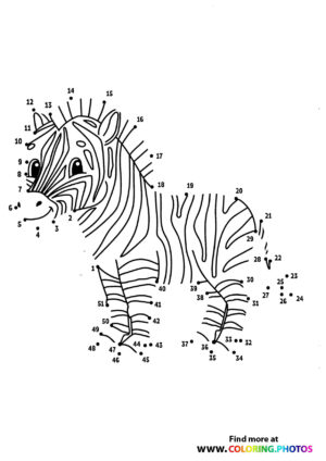 Zebra smiling dot the dots worksheet