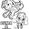 Zuma and Skye coloring page