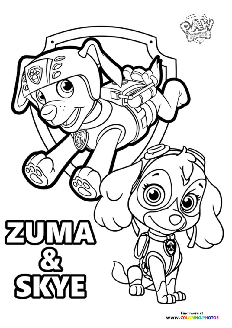 Zuma and Skye - Coloring Pages for kids