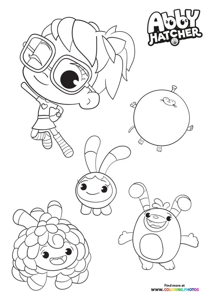 Abby Hatcher with her friends - Coloring Pages for kids