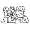 Among Us players on sofa coloring page