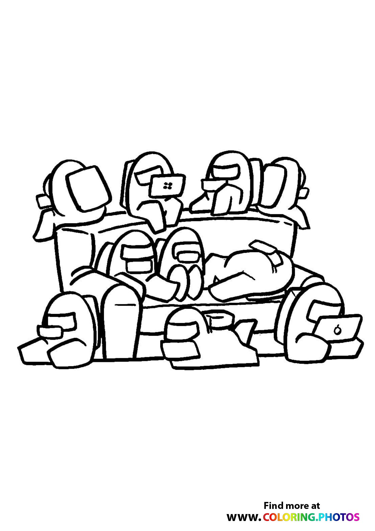 Among Us Players On Sofa Coloring Pages For Kids