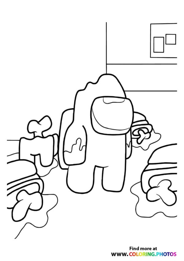 Among Us bloody Imposter - Coloring Pages for kids