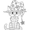Cat animal halloween coloring page