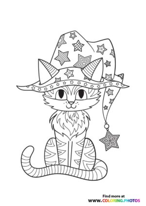 Cat animal halloween coloring page