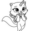 Cat animal unicorn coloring page