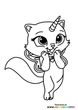 Cat animal unicorn coloring page