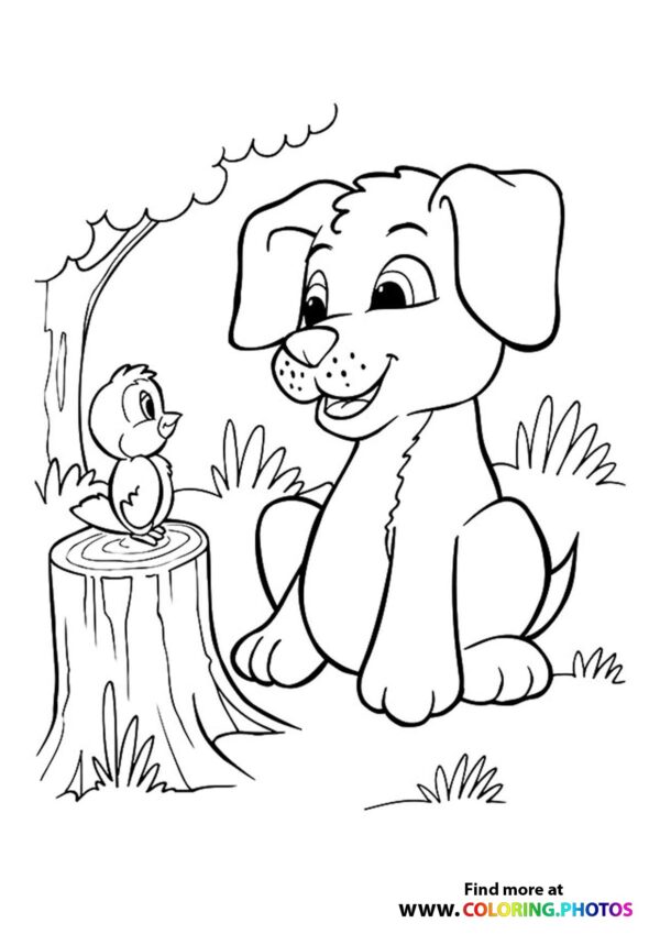 Dog with his tongue out - Coloring Pages for kids
