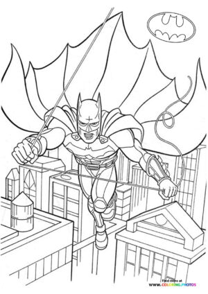 Batman flying coloring page