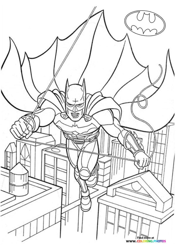 Batman flying coloring page