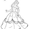 Princess Belle in a dress coloring page