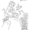 Princess Belle reading a book coloring page