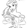 Princess Belle with a flower coloring page