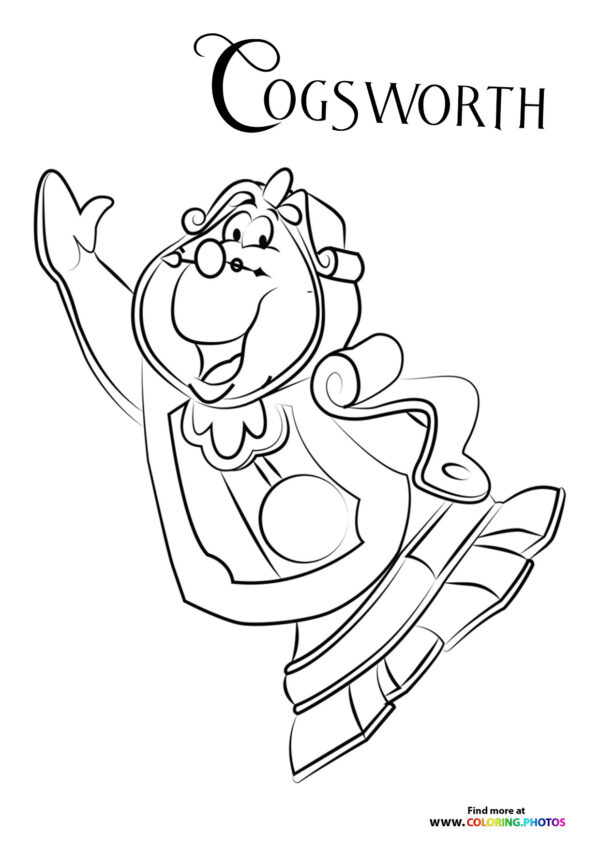 Cogsworth from Beauty and the Beast coloring page