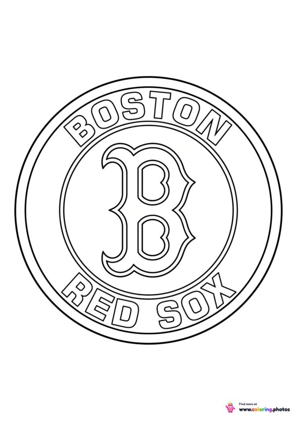 Boston Red Sox logo coloring page with the team crest in black and white outline