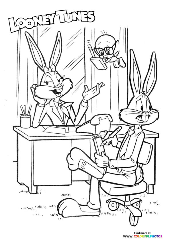 Bugs, Lola and Tweety coloring page