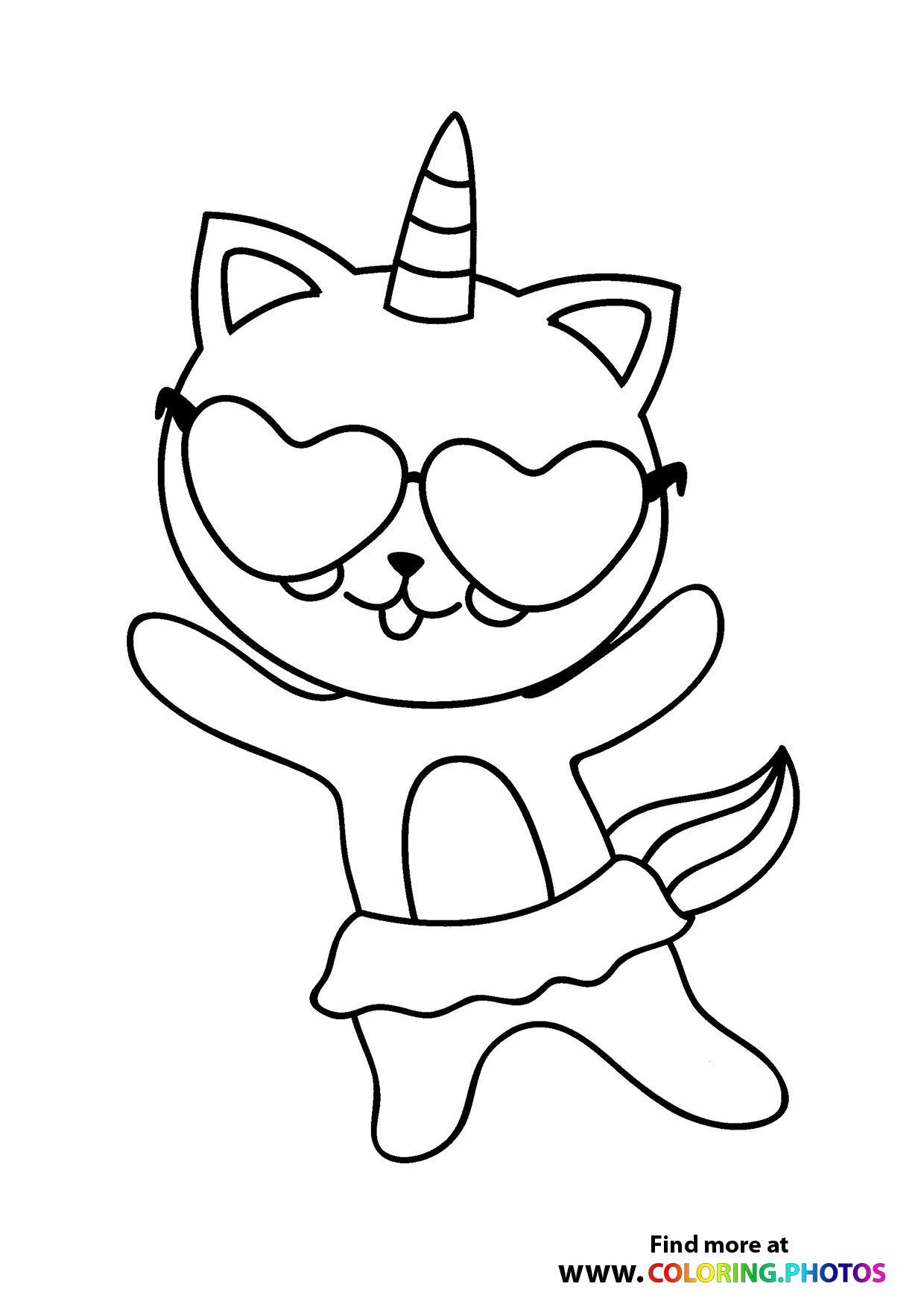 Cat with hart glasses - Coloring Pages for kids