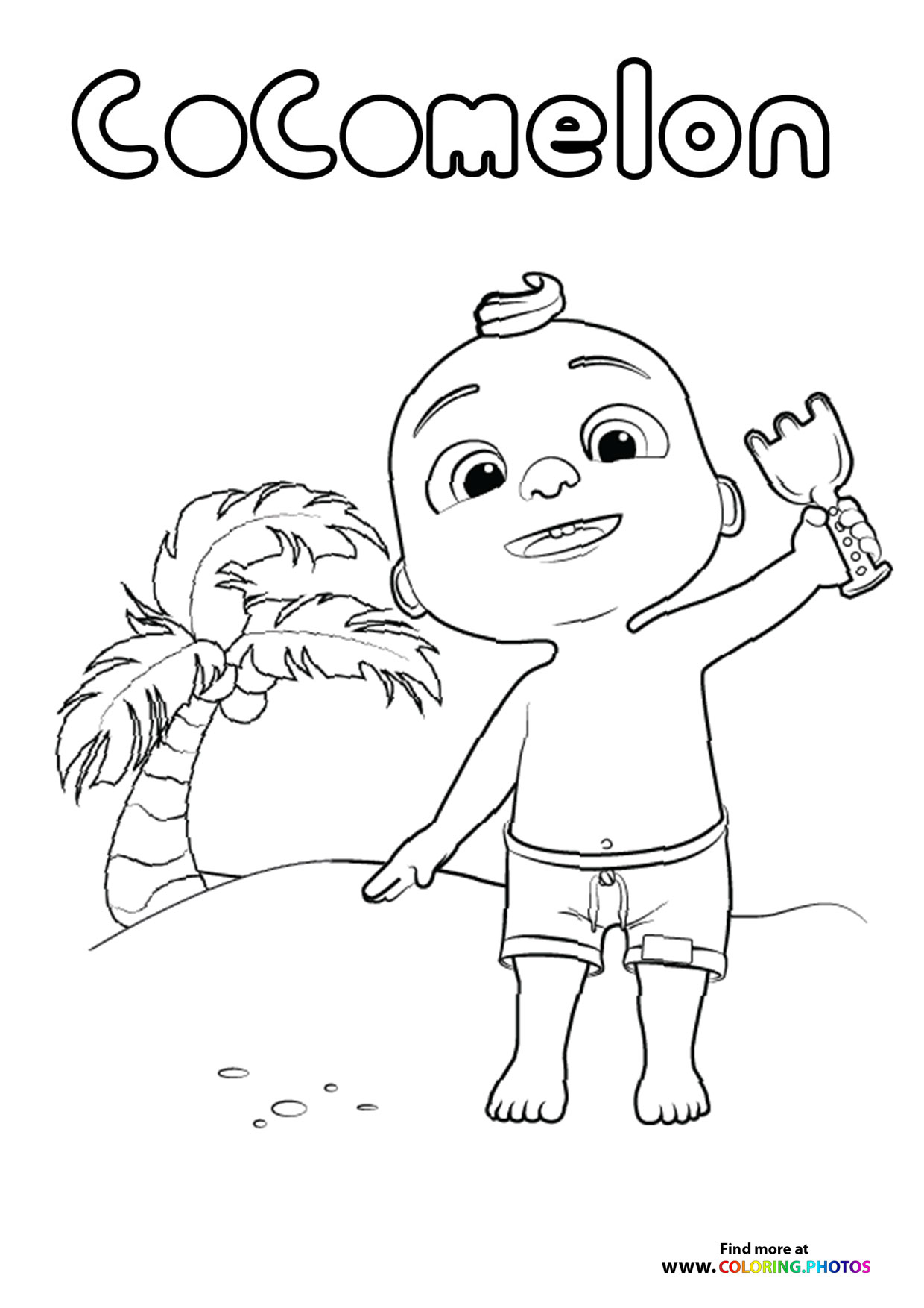 JJ from CoComelon on a beach   Coloring Pages for kids