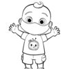 JJ from CoComelon with a mask coloring page