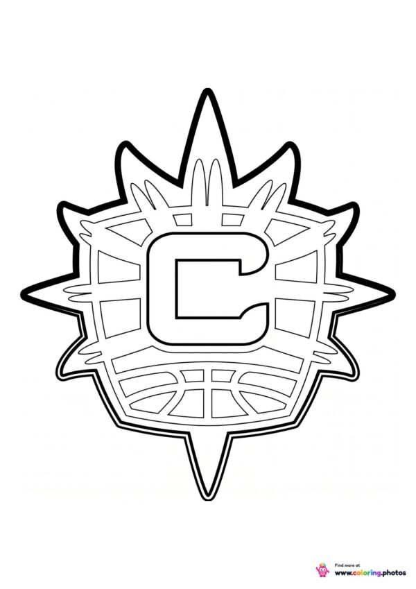Connecticut Sun logo coloring page with the team crest in black and white outline