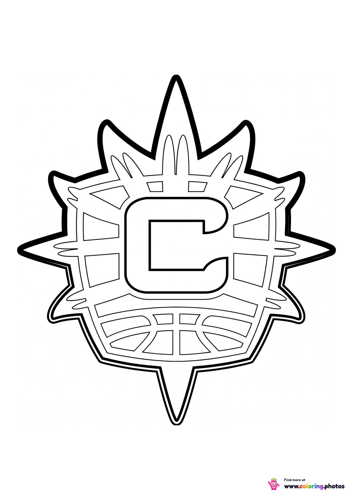 Connecticut Sun logo coloring page with the team crest in black and white outline