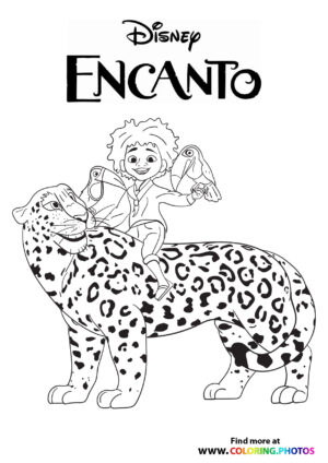 Encanto family with animals coloring page