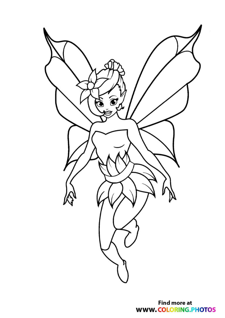 Fairy in a dress with leaves - Coloring Pages for kids