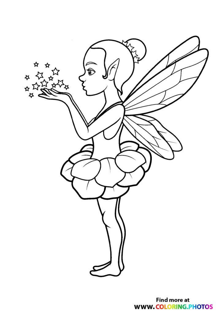 Fairy in a dress with leaves - Coloring Pages for kids