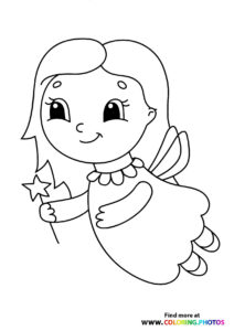 Fairy with start magic wand flying - Coloring Pages for kids