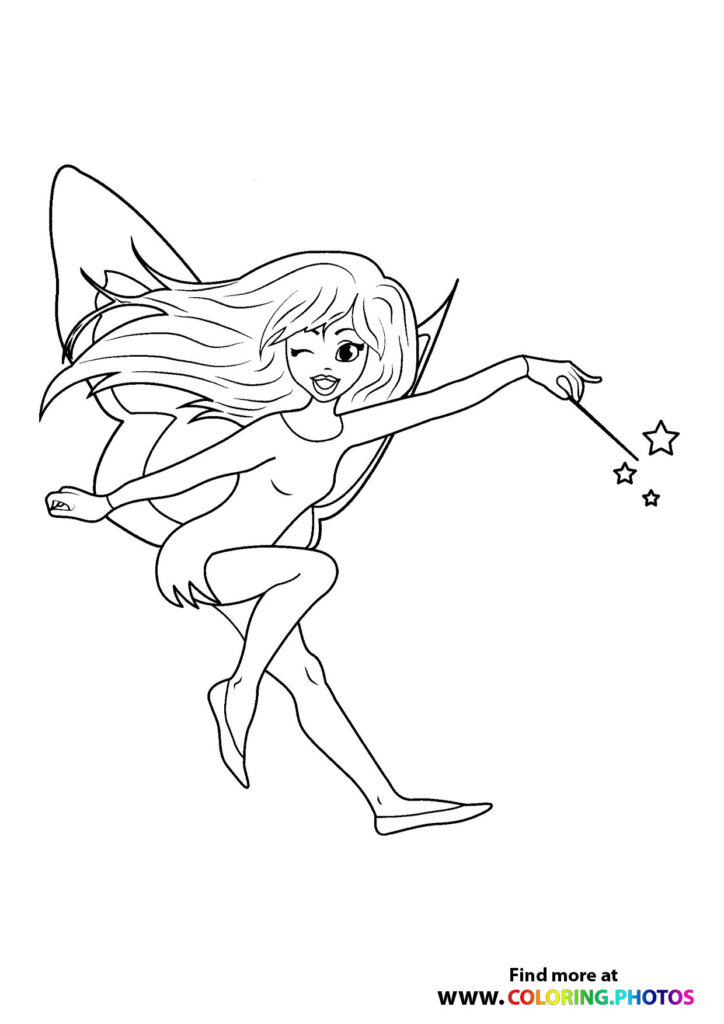 Fairy with a magic wand - Coloring Pages for kids