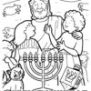 Family on Hanukkah coloring page