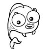 Cute fish swimming in the sea coloring page