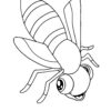 Cartoon fly with striped wings and big eyes smiling coloring page