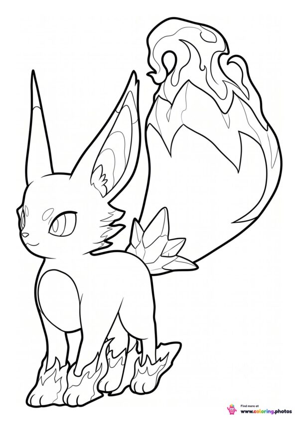 Foxparks the fire fox Pal from Palworld coloring page